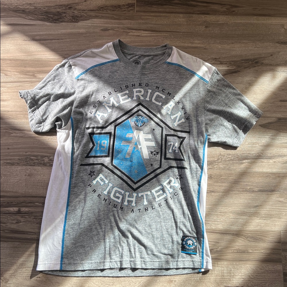 American Fighter Gray and Blue Athletic Tee